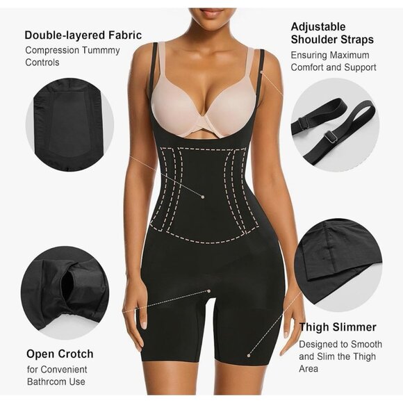SHAPERX Tummy Control Shapewear for Women Seamless Colombianas Bodysuit Open - Picture 4 of 4